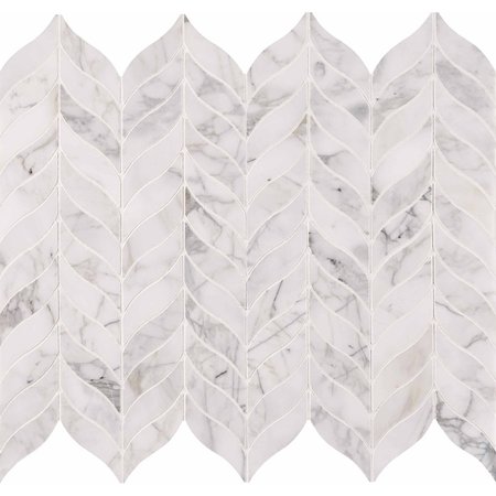 Calacatta Cressa Leaf 12 In. X 12 In. X 10 Mm Honed Marble Mesh-Mounted Mosaic Tile, 10PK -  MSI, ZOR-MD-0141